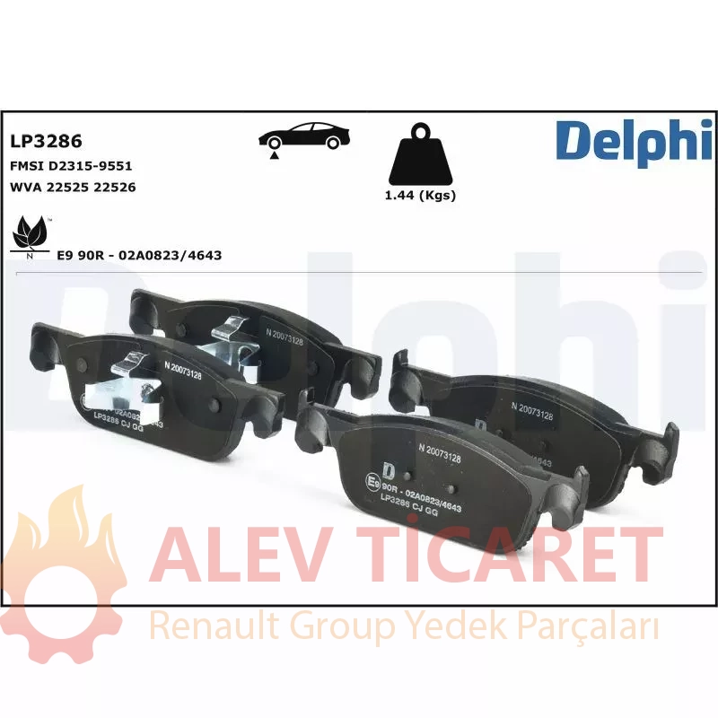 DELPHI LP3286 | Dacia Sandero II - LOGAN MCV  - Clio Symbol - Clio IV - Ön Fren Balata Takımı